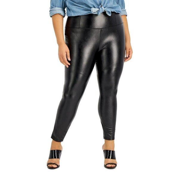 Tinseltown Pants - Tinseltown Women’s Trendy Vegan Faux Leather Pants Leggings Black Plus Size 2x